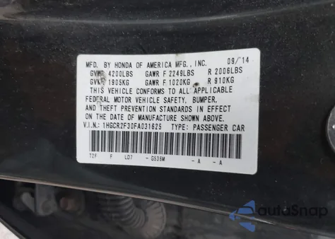 2015 Honda Accord Lx from USA, damaged, VIN 1HGCR2F30FA031625